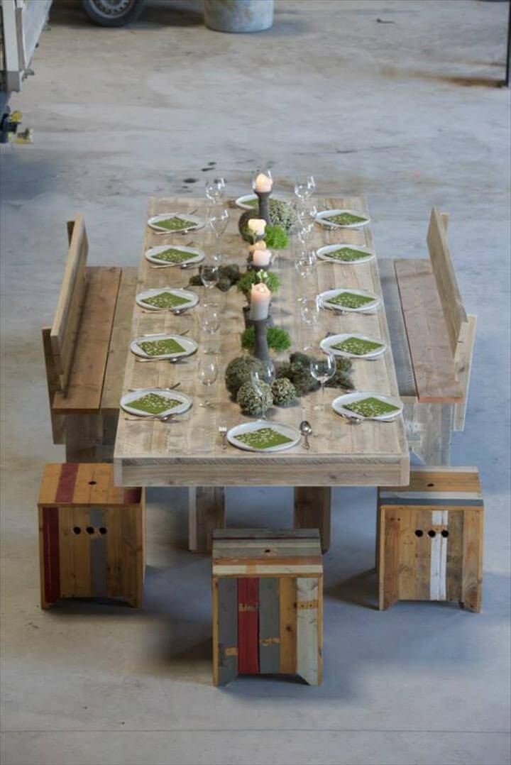 Simple Wood Pallet Dining Table Set, Diy Pallet Dining Table