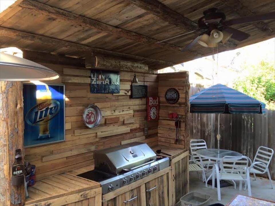 repurposed pallet outdoor kitchen