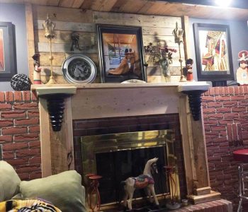wooden pallet accent fireplace mantle wall and shelf project